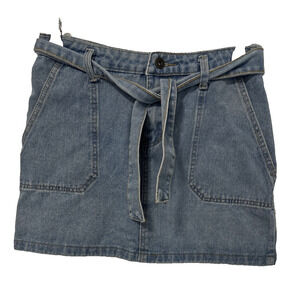 Women's 8 Light Denim Micro Mini Skirt Schoolgirl Academia Preppy Y2K 90's